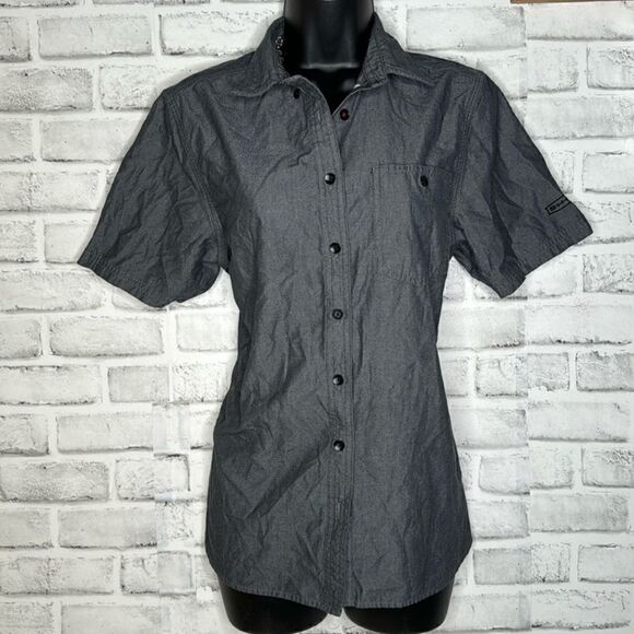 Loomstate Sheetz Short Sleeve Stain-Resistant Tapered Button Down Shirt Medium - Picture 2 of 6